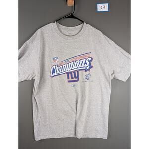 New York Giants Conference Champions 2007 T-Shirt Mens Large Reebok NFL Football